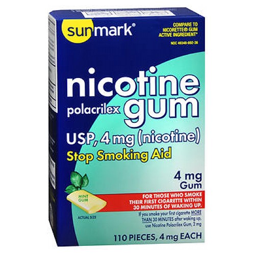 Sunmark, Sunmark Nicotine Polacrilex Gum, 4 mg, Count of 110