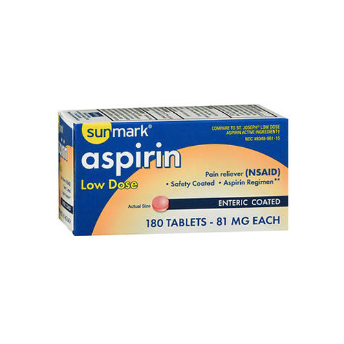 Sunmark, Sunmark Aspirin Adult Low Strength, 81 mg, 180 tabs