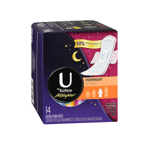 U By Kotex, U By Kotex All Nighter Pads Overnight, 14 Each