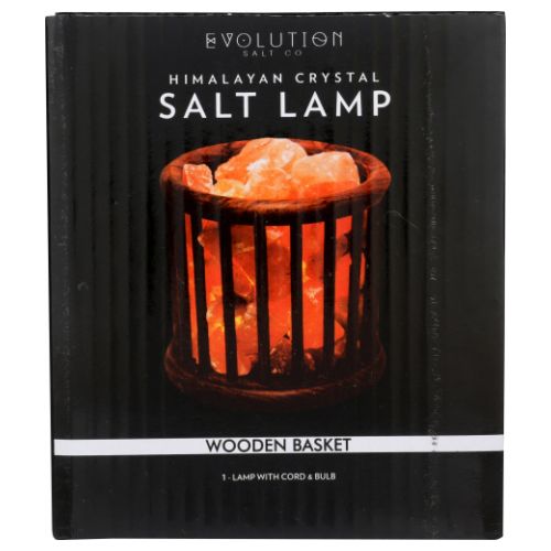 Evolution Salt, Wooden Basket Salt Lamp, 1 Count