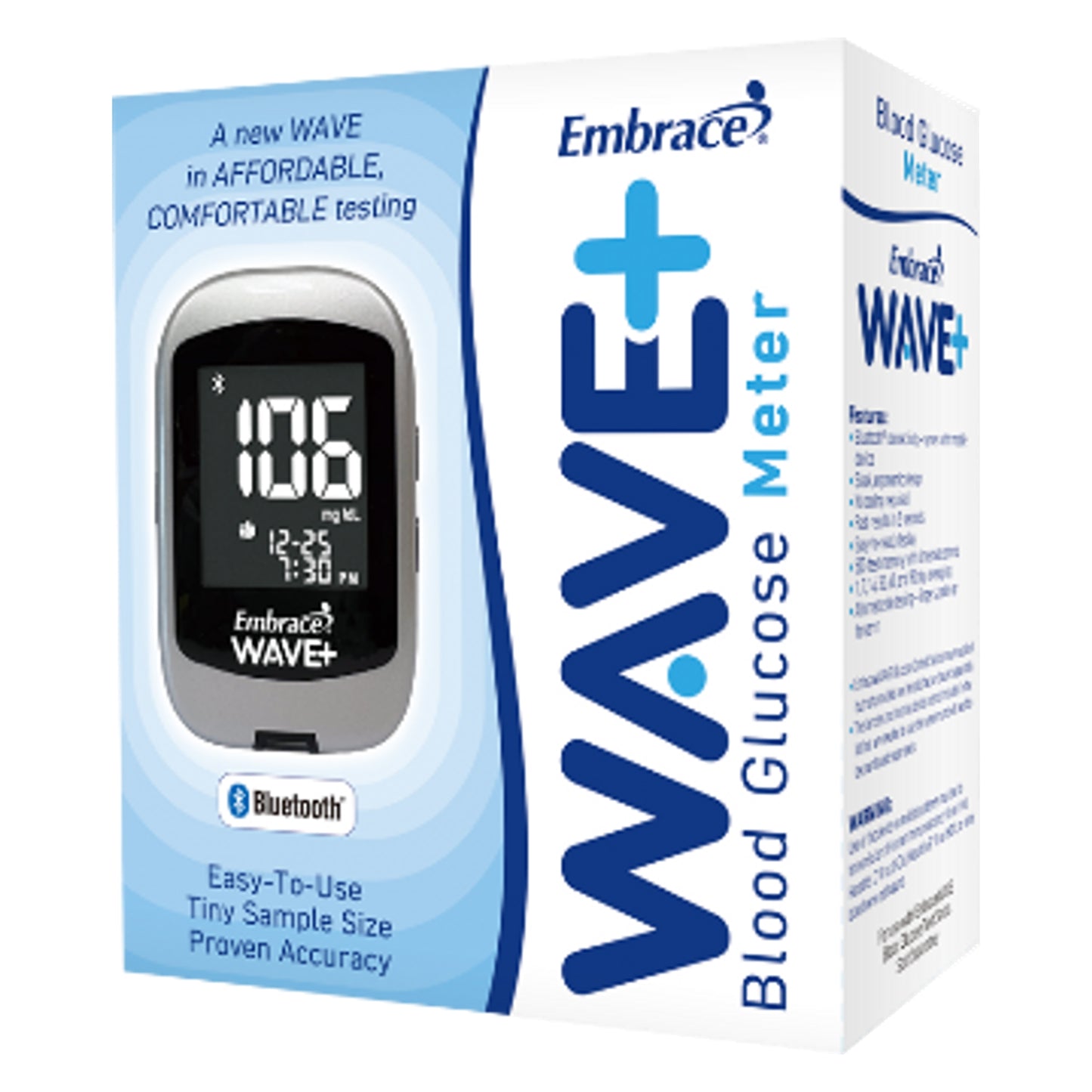 Blood Glucose Meter with Bluetooth, EmbraceWAVE - 1 count