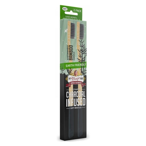 My Magic Mud, Bamboo Toothbrush Activated Charcoal, 2 Pack 1 Count