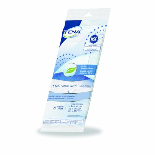 Tena, Personal Wipe TENA  UltraFlush Soft Pack Aloe / Vitamin E / Chamomile Scented 5 Count, Count of 48