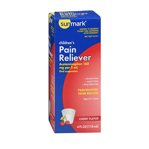 Sunmark, Sunmark Children'S Pain Reliever Oral Suspension Liquid Cherry Flavor, 4 Oz