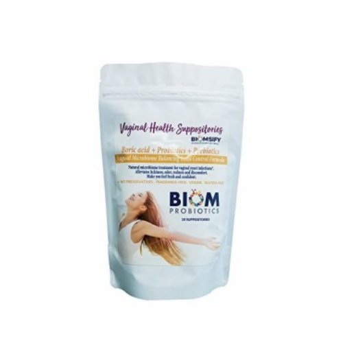 Biom Probiotics, VagiBiom Boric Acid + Probiotics Suppository, 10 Count