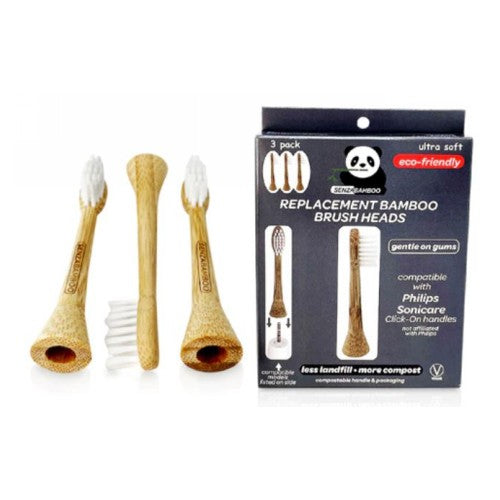 Senzacare, Replacement Bamboo Brush Heads, 3 Count