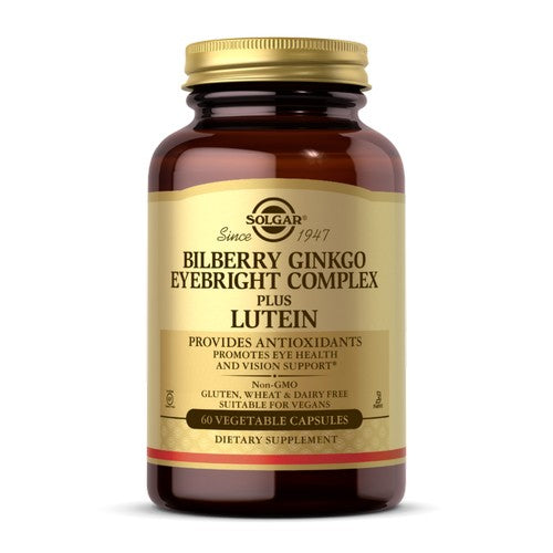 Solgar, Bilberry Ginkgo Eyebright Complex Plus Lutein Vegetable Capsules, 60 V Caps