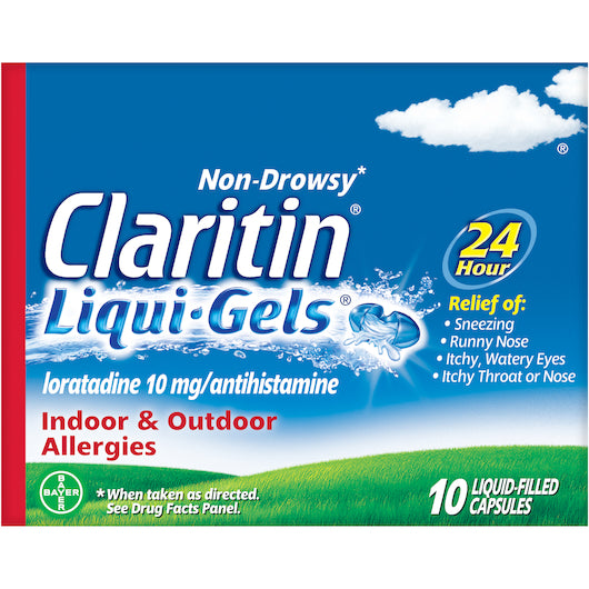 Claritin Non Drowsy Allergy Relief, liqui gels, Loratadine 10 mg - 10 count