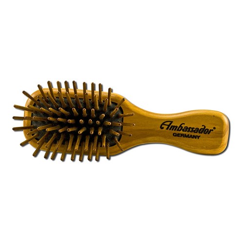 Fuchs Child/ Adult Toothbrushes, Hairbrush Olivewood Mini With Wooden Pins 5116, 1 Unit