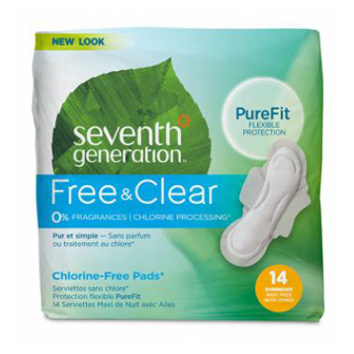 Seventh Generation, Maxi Pads, Overnight, 14 Ct