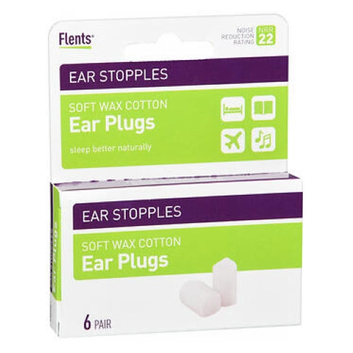 Flents, Flents Ear Stopples Wax-Cotton Plugs, 6 pair
