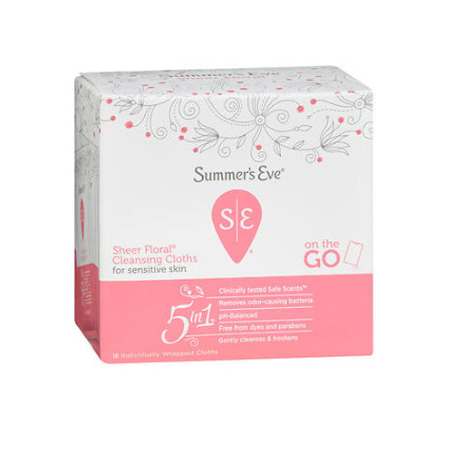 Summers Eve, Summers Eve Feminine Cleansing Cloths, Sensitive Skin Sheer Floral Summers 16 each