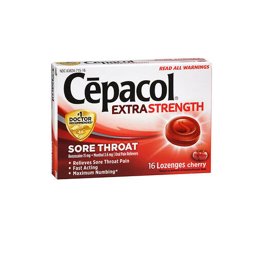 Airborne, Cepacol Sore Throat Maximum Strength Numbing Lozenges Cherry, 16 each
